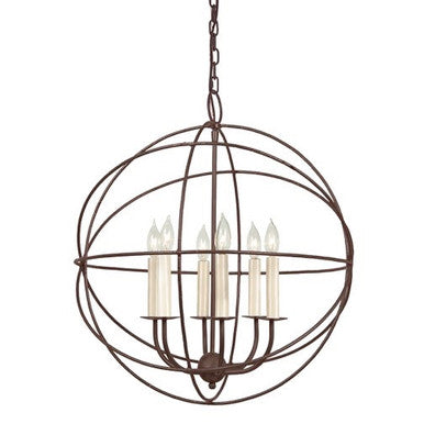 JVI Designs Six Light Globe Chandelier in Rust 3033-22