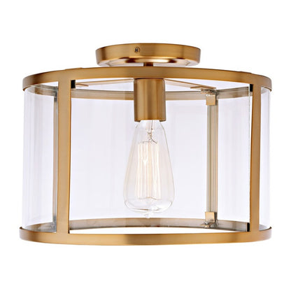 JVI Designs Bryant One Light Semi-Flush Ceiling Light in Satin Brass 3060-10