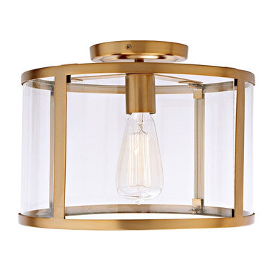 JVI Designs Bryant One Light Semi-Flush Ceiling Light in Satin Brass 3060-10