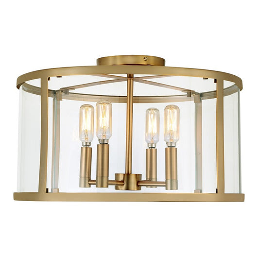 JVI Designs Bryant Four Light Semi-Flush Ceiling Light in Satin Brass 3061-10