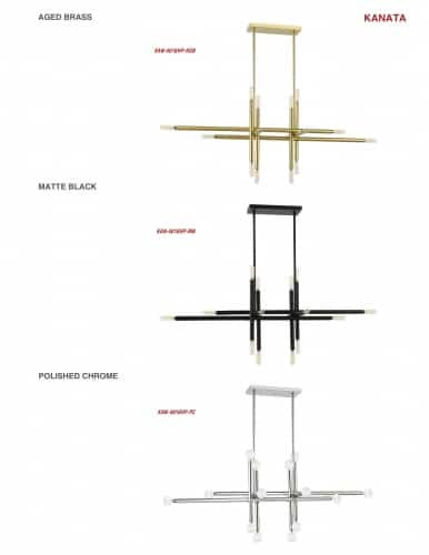 Dainolite 16 Light Incandescent Horizontal Pendant, Aged Brass  KAN-4016HP-AGB