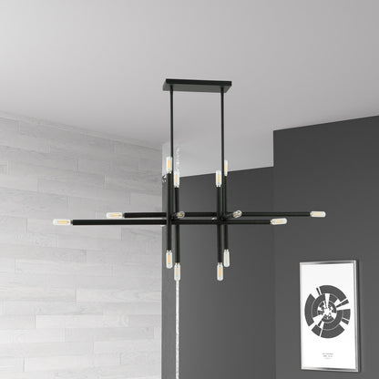 Dainolite 16 Light Incandescent Horizontal Pendant, Matte Black KAN-4016HP-MB