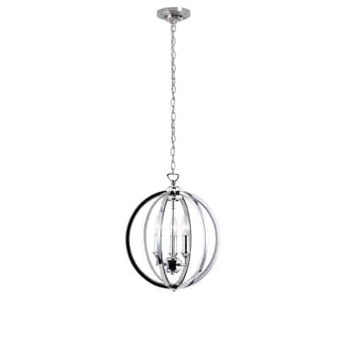 Dainolite 3 Light Chandelier With Crystal Studded Banding, Polished Chrome Finish KAR-143C-PC