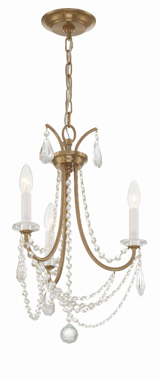 Crystorama Karrington 3 Light Aged Brass Mini Chandelier KAR-90903-AG-CL-MWP