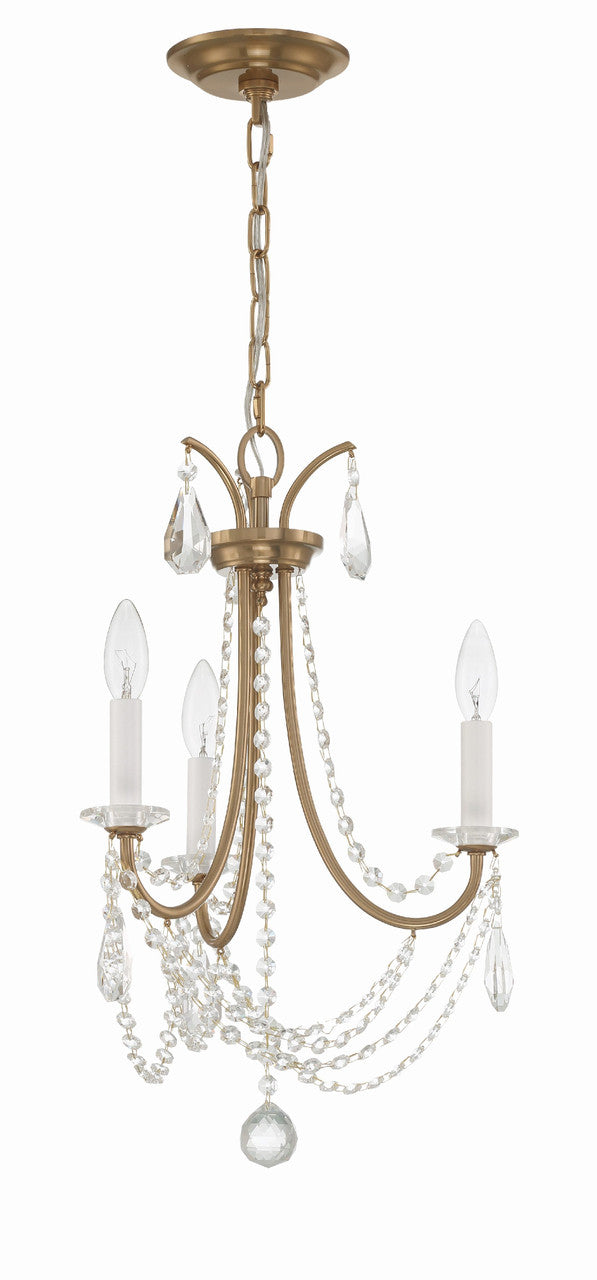 Crystorama Karrington 3 Light Aged Brass Mini Chandelier KAR-90903-AG-CL-MWP