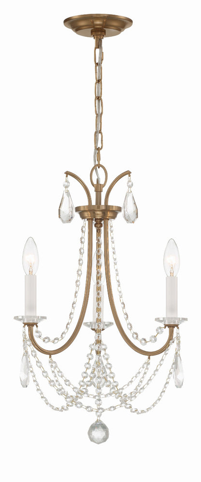 Crystorama Karrington 3 Light Aged Brass Mini Chandelier KAR-90903-AG-CL-MWP