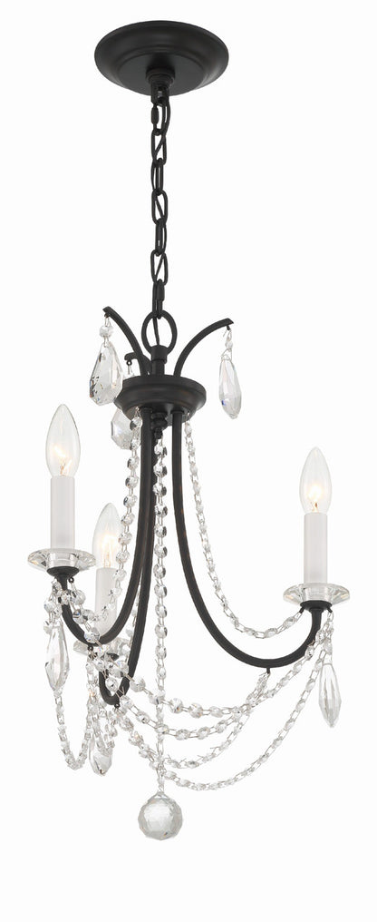 Crystorama Karrington 3 Light Matte Black Mini Chandelier KAR-90903-MK-CL-MWP