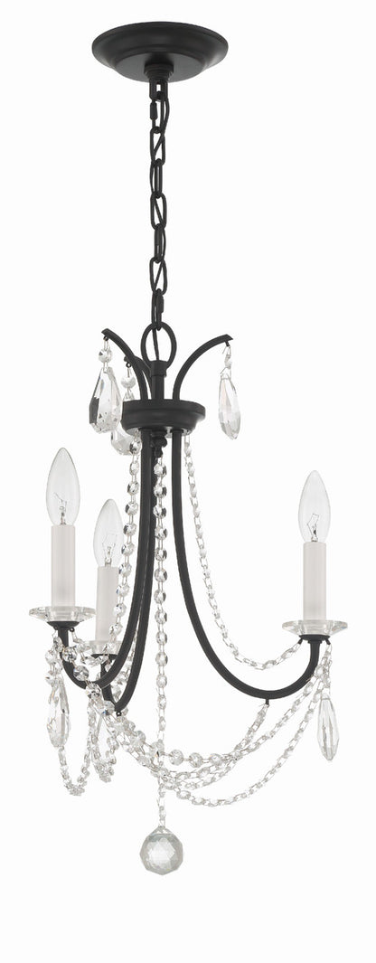 Crystorama Karrington 3 Light Matte Black Mini Chandelier KAR-90903-MK-CL-MWP