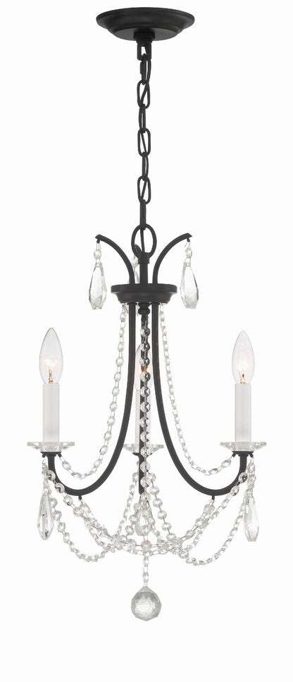 Crystorama Karrington 3 Light Matte Black Mini Chandelier KAR-90903-MK-CL-MWP