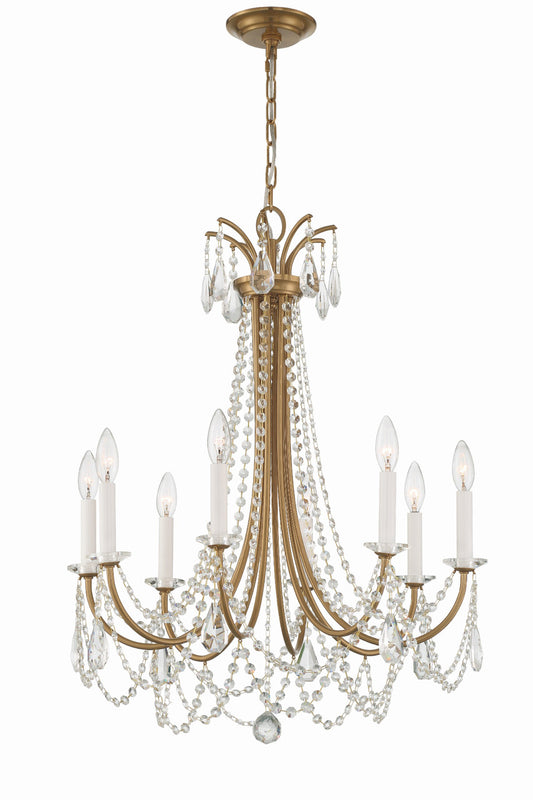 Crystorama Karrington 8 Light Aged Brass Chandelier KAR-90908-AG-CL-MWP