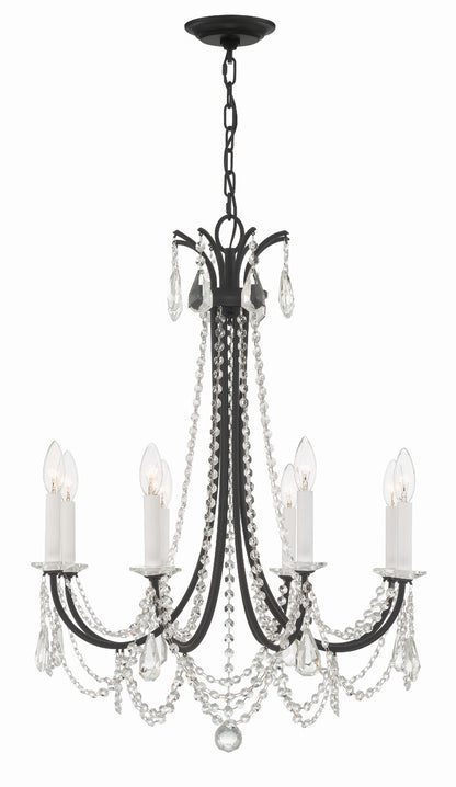 Crystorama Karrington 8 Light Matte Black Chandelier KAR-90908-MK-CL-MWP