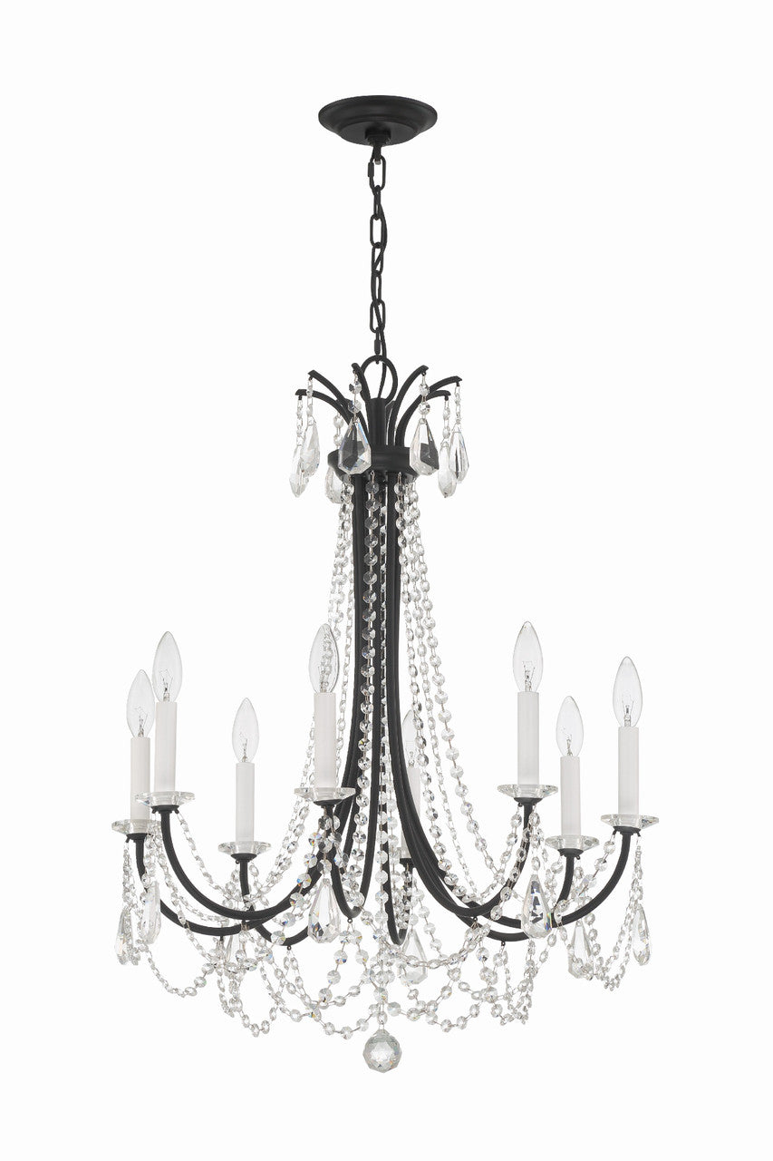 Crystorama Karrington 8 Light Matte Black Chandelier KAR-90908-MK-CL-MWP