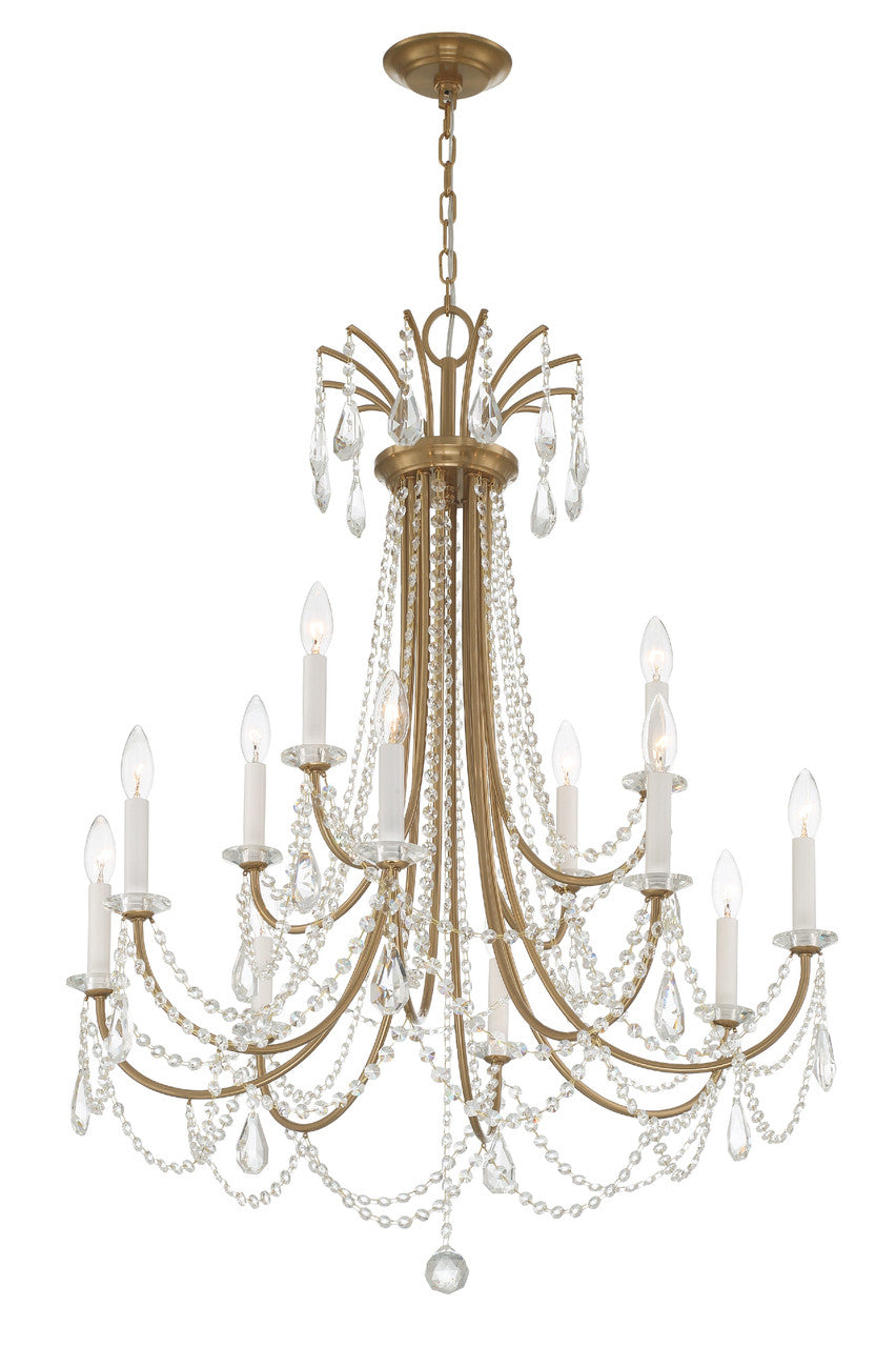 Crystorama Karrington 12 Light Aged Brass Chandelier KAR-90912-AG-CL-MWP