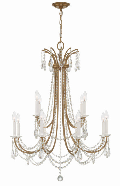 Crystorama Karrington 12 Light Aged Brass Chandelier KAR-90912-AG-CL-MWP