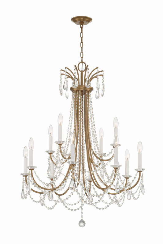 Crystorama Karrington 12 Light Aged Brass Chandelier KAR-90912-AG-CL-MWP