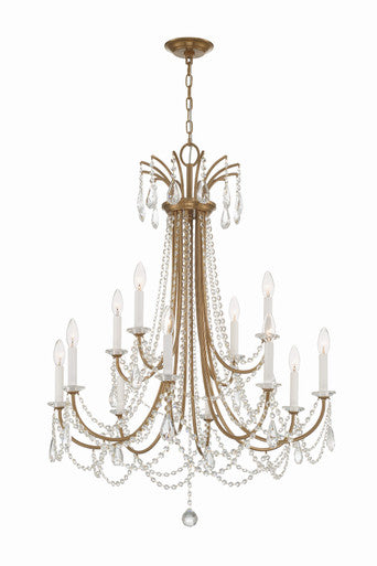 Crystorama Karrington 12 Light Aged Brass Chandelier KAR-90912-AG-CL-MWP