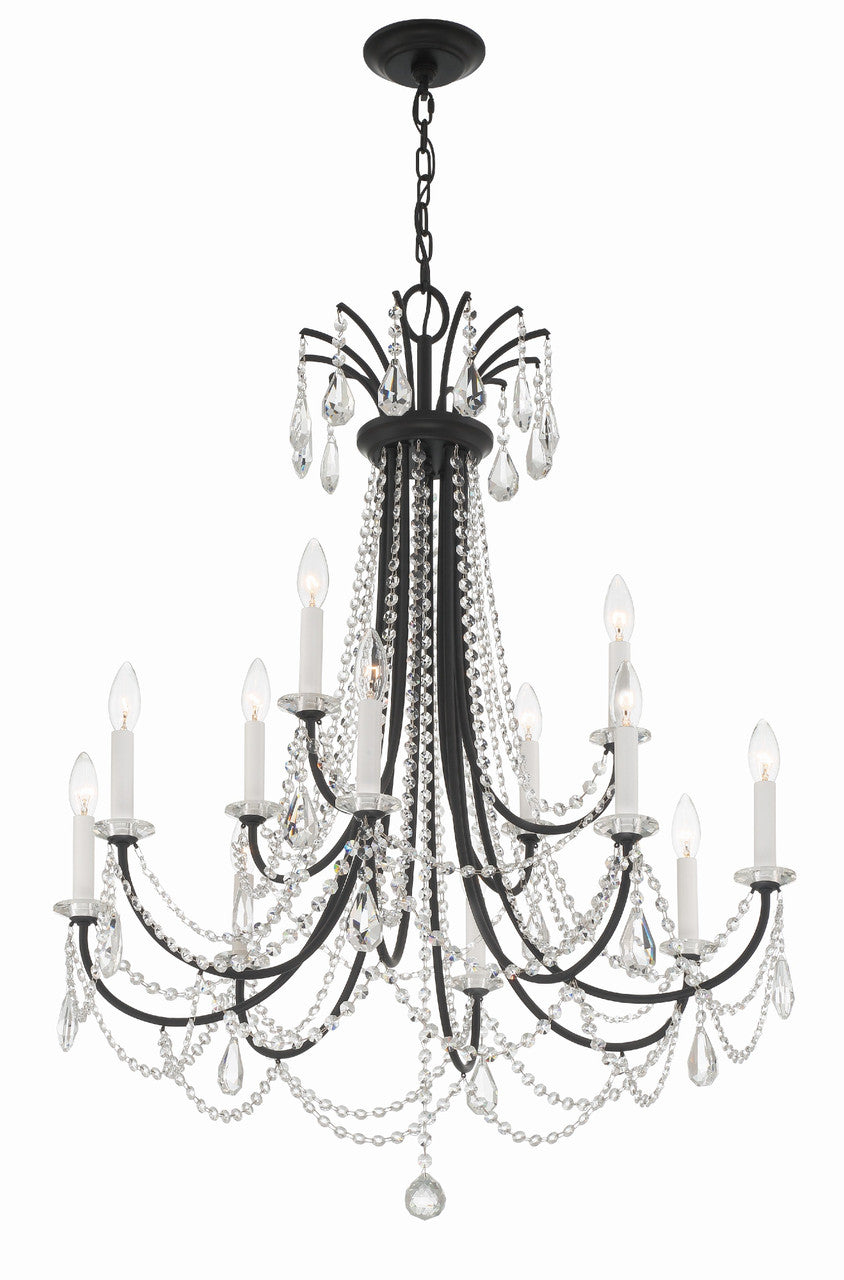 Crystorama Karrington 12 Light Matte Black Chandelier KAR-90912-MK-CL-MWP