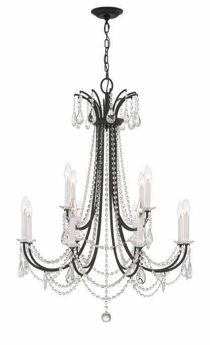 Crystorama Karrington 12 Light Matte Black Chandelier KAR-90912-MK-CL-MWP