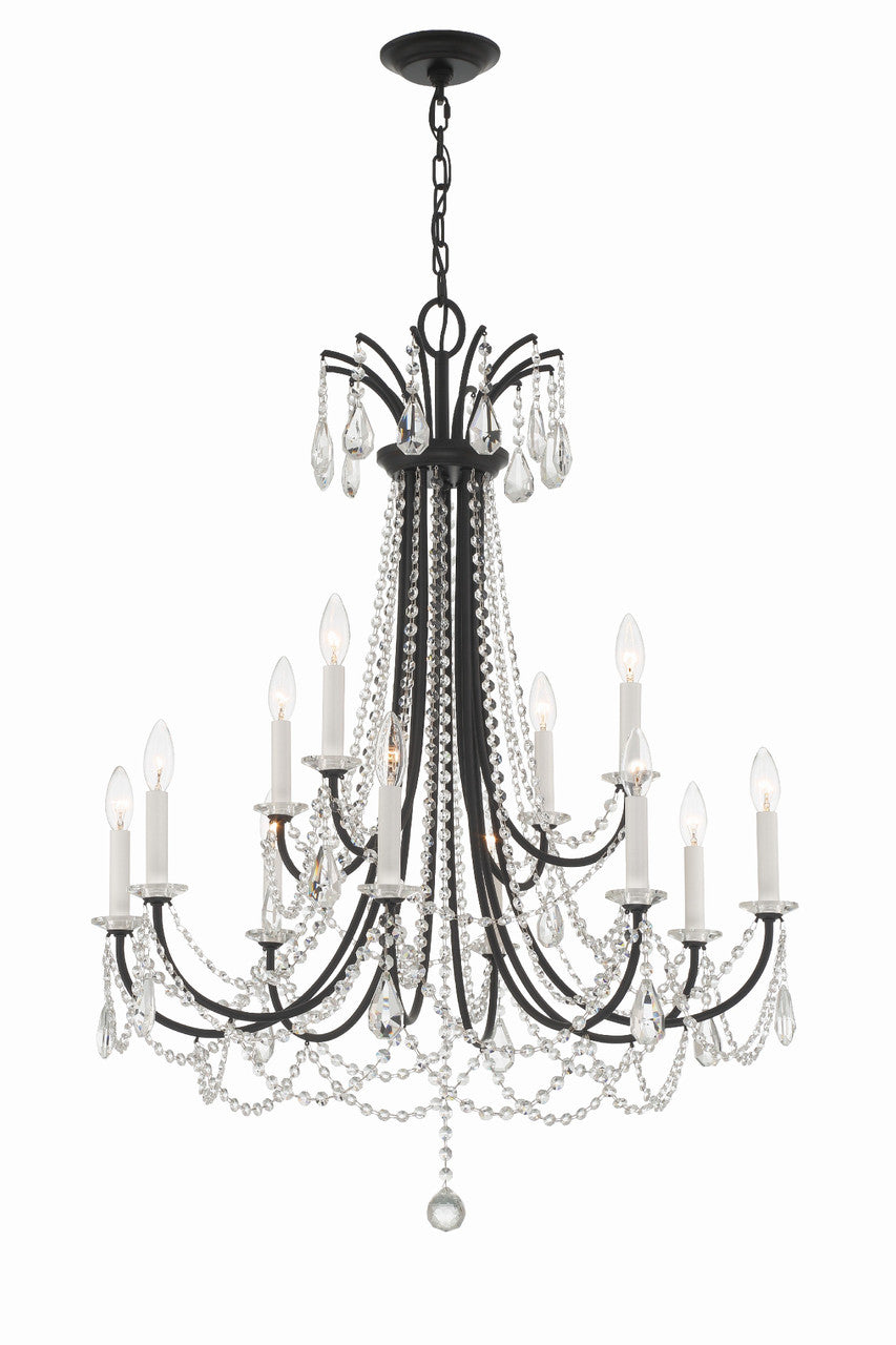 Crystorama Karrington 12 Light Matte Black Chandelier KAR-90912-MK-CL-MWP