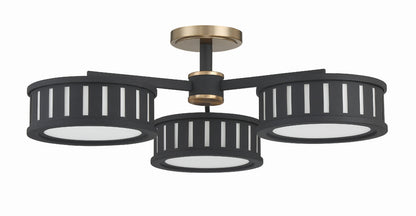 Crystorama Kendal 6 Light Vibrant Gold + Black Forged Ceiling Mount KEN-8300-VG-BF