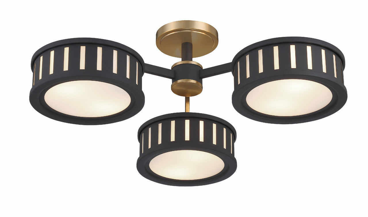 Crystorama Kendal 6 Light Vibrant Gold + Black Forged Ceiling Mount KEN-8300-VG-BF