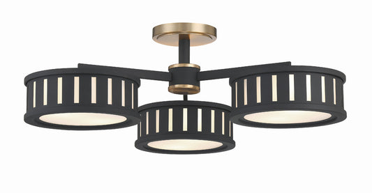 Crystorama Kendal 6 Light Vibrant Gold + Black Forged Ceiling Mount KEN-8300-VG-BF