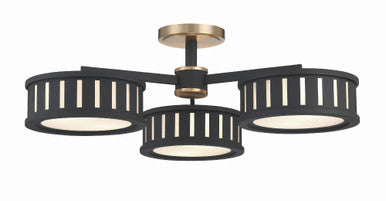 Crystorama Kendal 6 Light Vibrant Gold + Black Forged Ceiling Mount KEN-8300-VG-BF