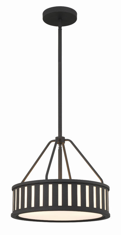 Crystorama Kendal 3 Light Black Forged Pendant KEN-8303-BF