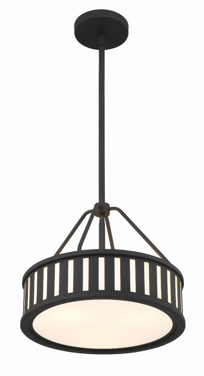 Crystorama Kendal 3 Light Black Forged Pendant KEN-8303-BF