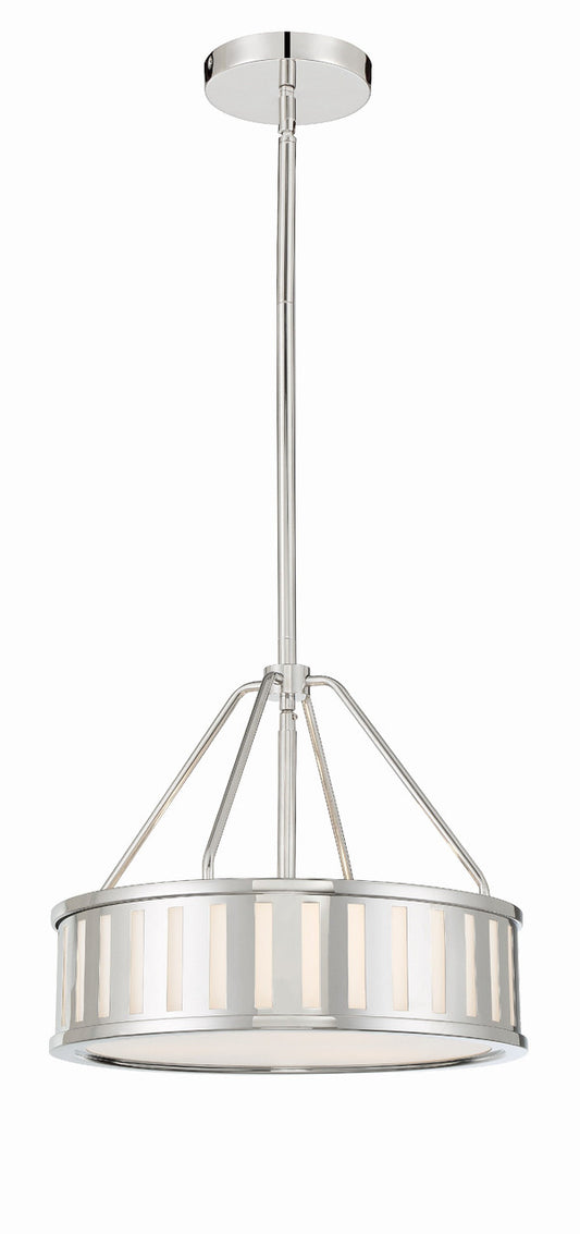 Crystorama Kendal 3 Light Polished Nickel Pendant KEN-8303-PN