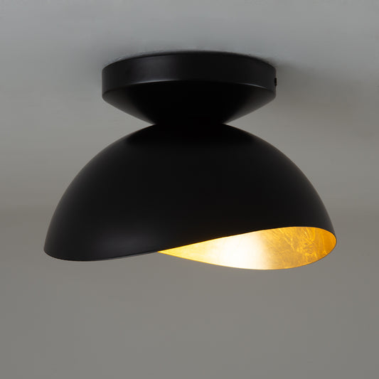 Nova of California Luna Bella Flush Mount Ceiling Light - Matte Black & Gold-Leaf Shade, Weathered Brass 3611028MB