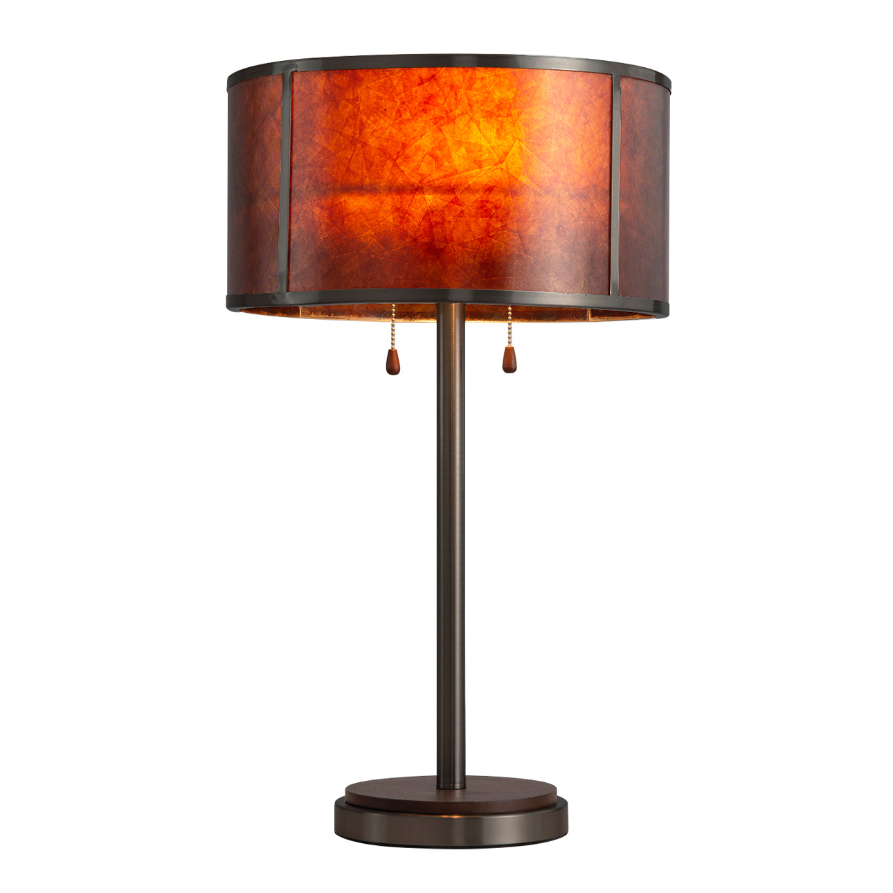 Nova of California Layers Natural Mica Table Lamp - 25", Charcoal Grey Wood & Gunmetal, Dual Pull Chair Switch 107722