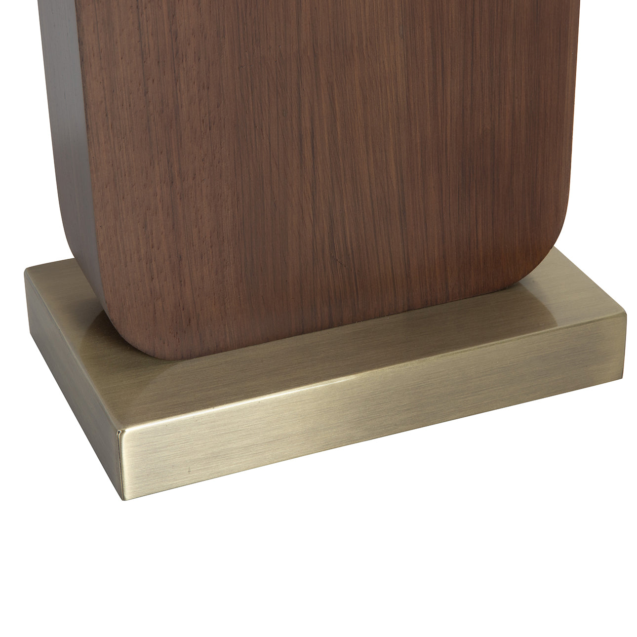 Nova of California Laurel Table Lamp - Dark Walnut Wood Finish, Weathered Brass, White Linen Shade 1011513DW