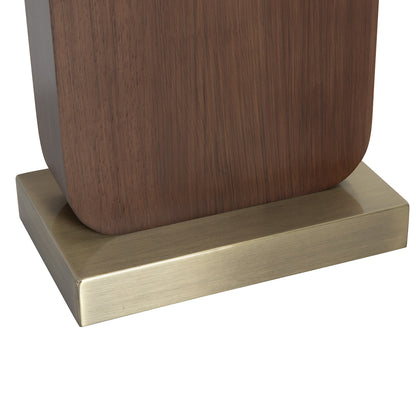 Nova of California Laurel Table Lamp - Dark Walnut Wood Finish, Weathered Brass, White Linen Shade 1011513DW