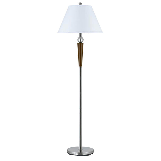 CAL Lighting 100W Metal Floor Lamp W/Push Thru Switch Brushed Steel LA-8005FL-1BS