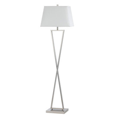 CAL Lighting 100W Metal Floor Lamp With Push Thru Socket Switch Brushed Steel LA-8023FL-1-BS