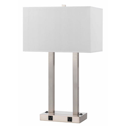 CAL Lighting 60W X 2 Metal Desk Lamp W/Two Outle Brushed Steel LA-8028DK-1-BS