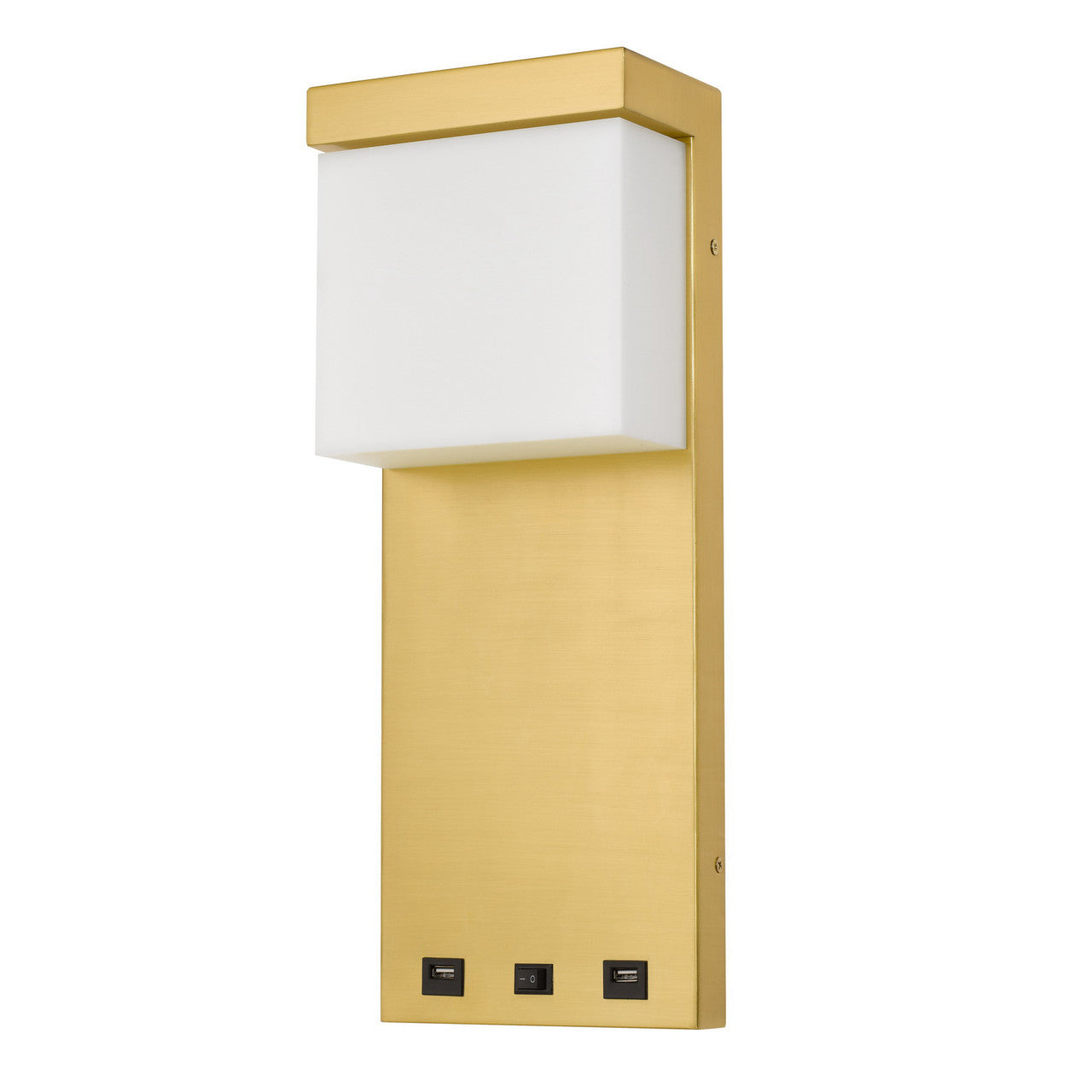 CAL Lighting Getafe metal LED bedside wall sconce with rocker switch and 2 USB charging ports Santin Gold LA-8034