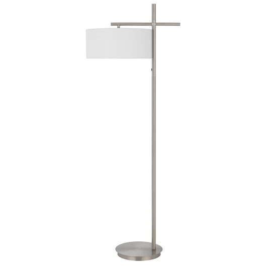 CAL Lighting Laval metal floor lamp with pole rocker switch Brushed Steel LA-8039FL