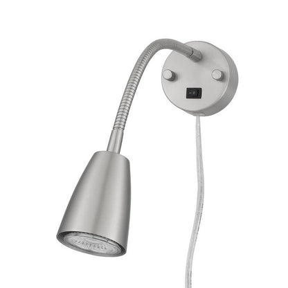 CAL Lighting 6W LED gooseneck bedside reading light (3K, 6W GU10 bulb included) Brushed Steel LA-8047