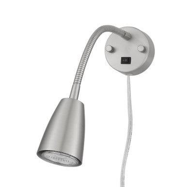 CAL Lighting 6W LED gooseneck bedside reading light (3K, 6W GU10 bulb included) Brushed Steel LA-8047