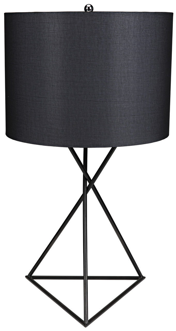 Noir Triangle Table Lamp with Shade, Black Metal in As Is LAMP459SH