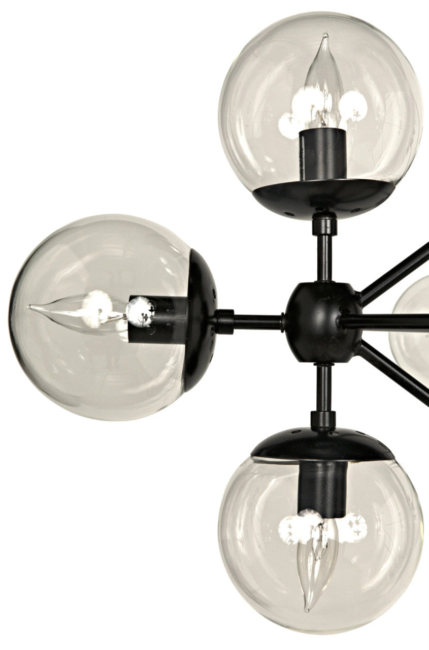 Noir Pluto Chandelier in Matte Black LAMP478MTB-L