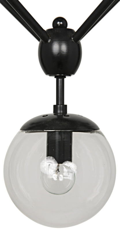 Noir Pluto Chandelier in Matte Black LAMP478MTB-S