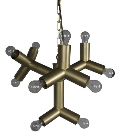 Noir Snow Flake Chandelier in Antique Brass LAMP531MB