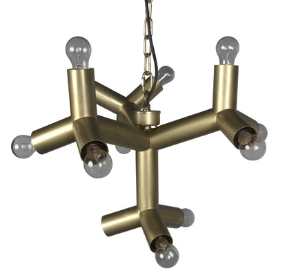 Noir Snow Flake Chandelier in Antique Brass LAMP531MB