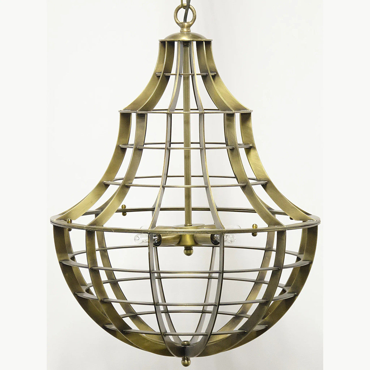 Noir Ribcage Chandelier in Antique Brass LAMP559MB