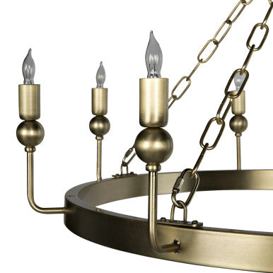 Noir Blinder Chandelier in Antique Brass LAMP562MB