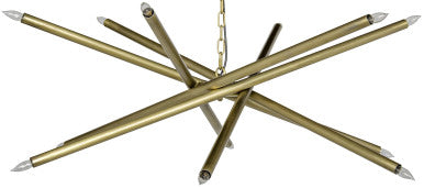 Noir Ikram Chandelier in Antique Brass LAMP609MB