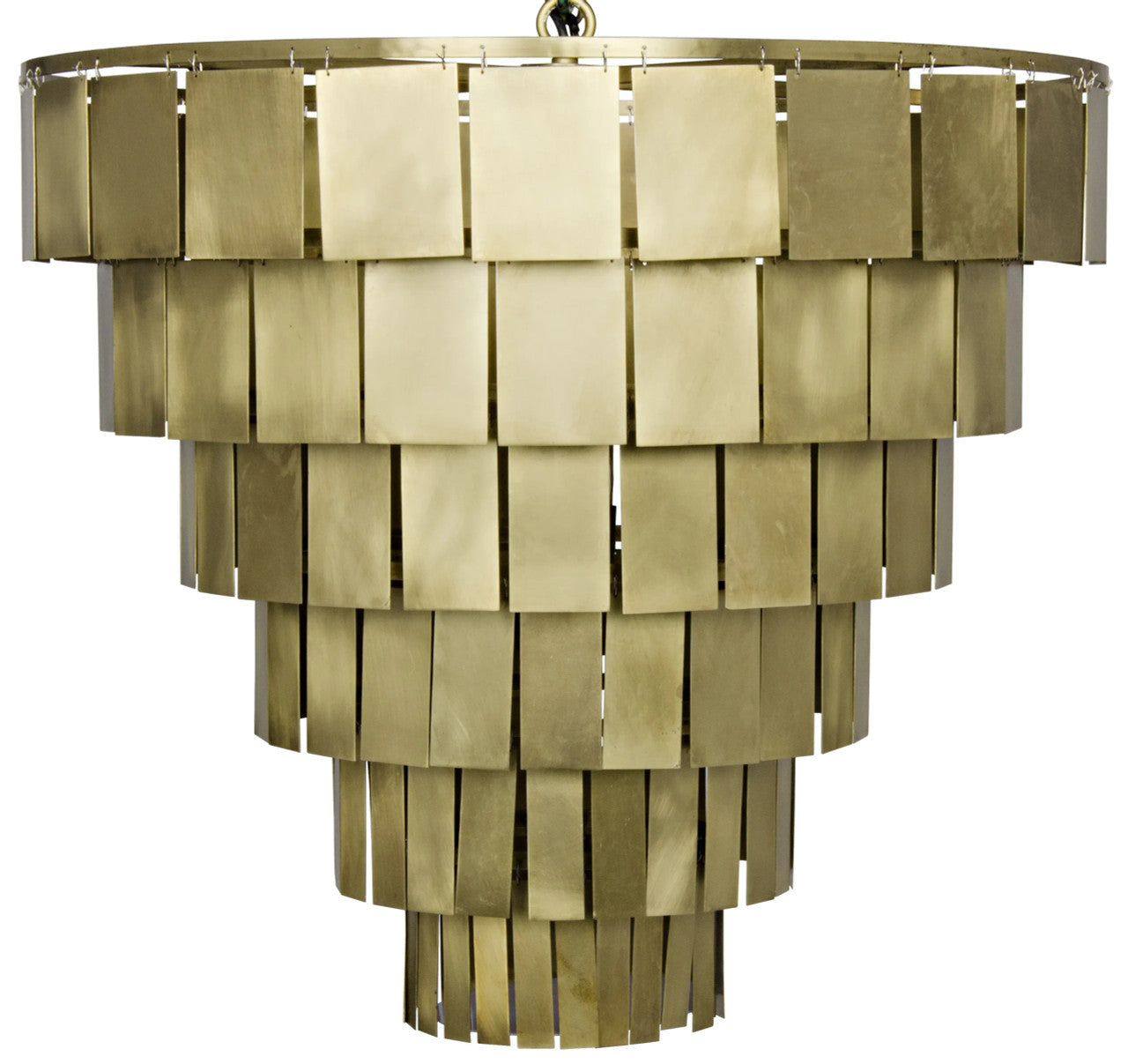 Noir Shield Chandelier in Antique Brass LAMP610MB